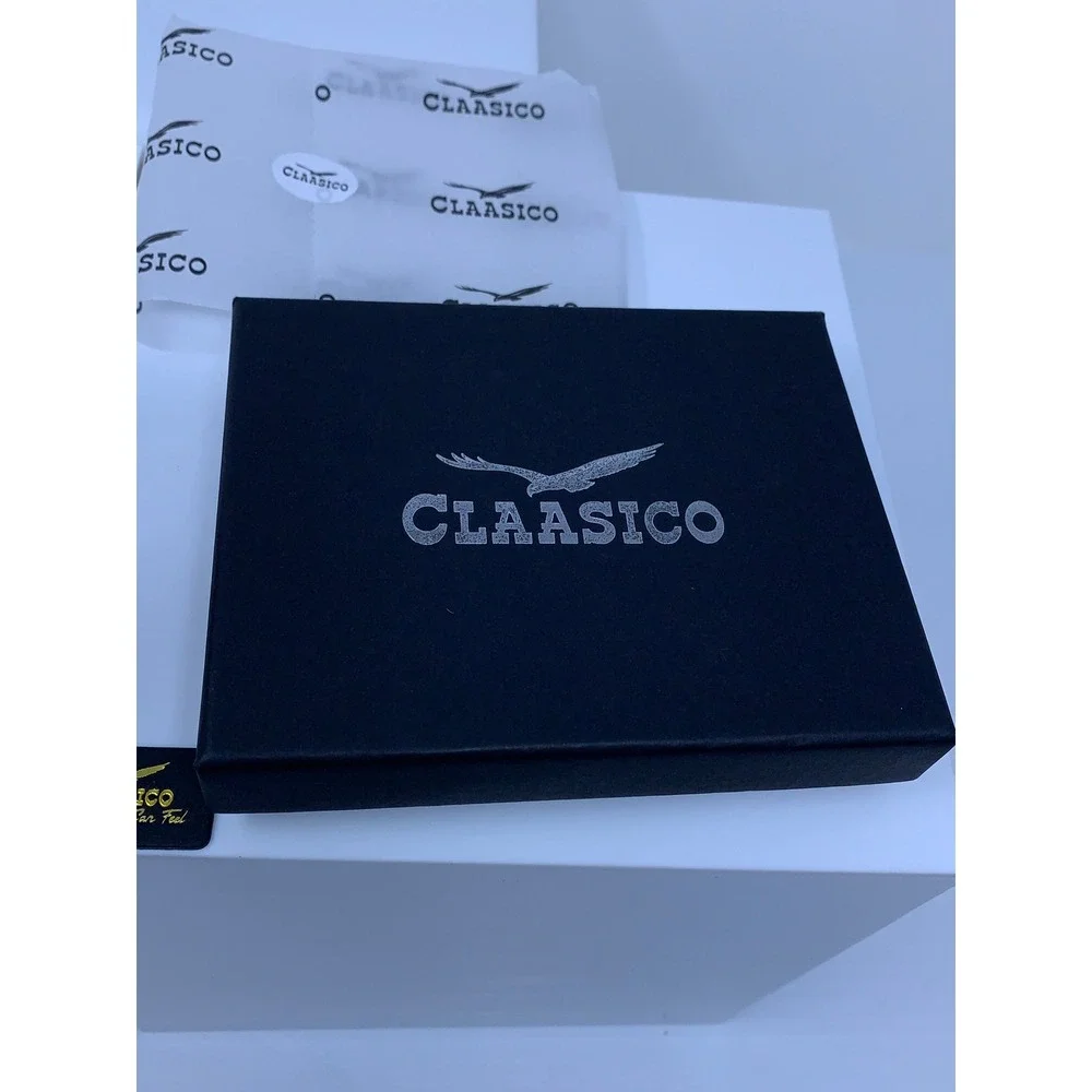 Claasico Mens OS Tan Leather RFID Blocking Slim Bifold Wallet NWB